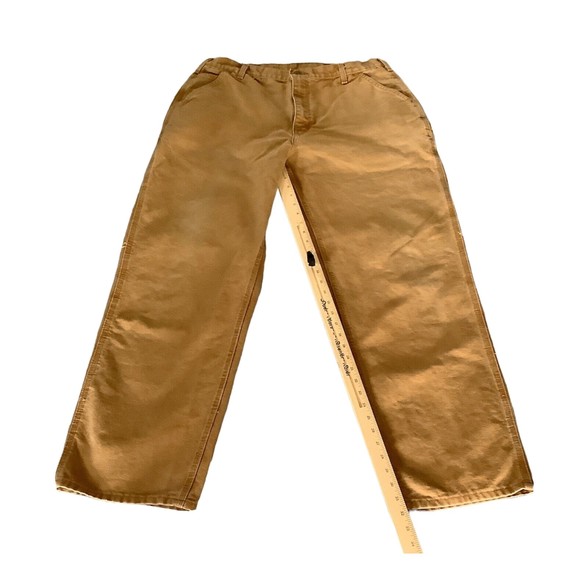 Carhartt B11 BRN Brown Dungaree Fit Mens Carpenter Utility Work Pants Size 38X34 - Picture 7 of 12